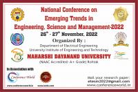 NCETESM-2022 MAHARSHI DAYANAND UNIVERSITY, Rohtak (26th-27th-NOV-2022)