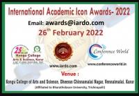 International Academic Icon Awards- 2022, Kongu College of Arts and Science, Karur (26 February 2022)